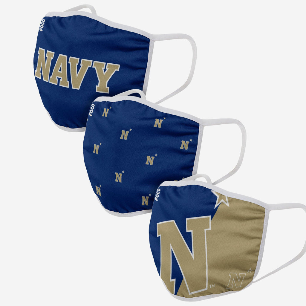 Navy Midshipmen 3 Pack Face Cover FOCO - FOCO.com