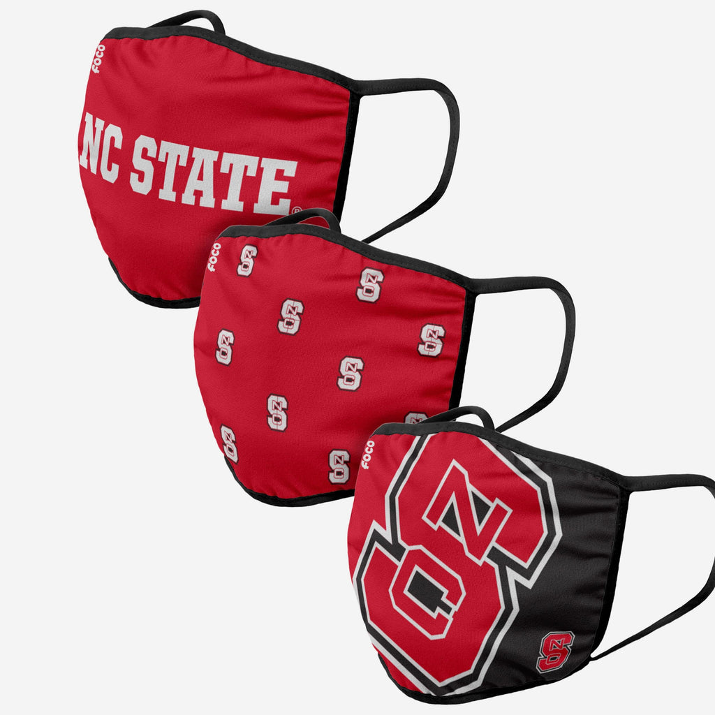NC State Wolfpack 3 Pack Face Cover FOCO - FOCO.com
