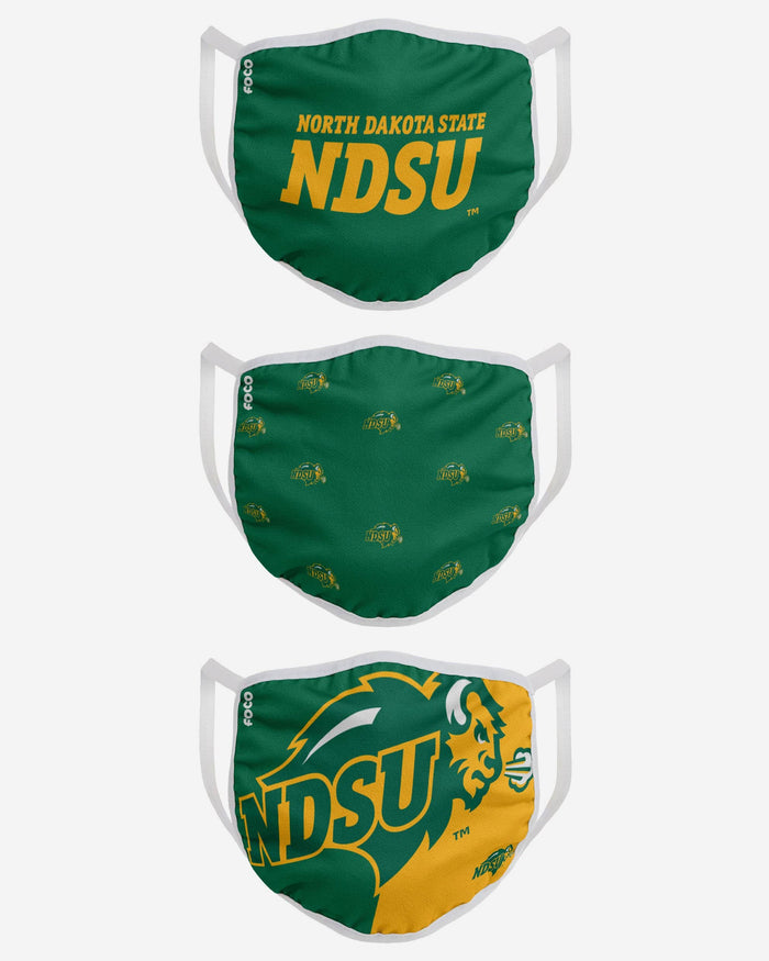 North Dakota State Bison 3 Pack Face Cover FOCO - FOCO.com