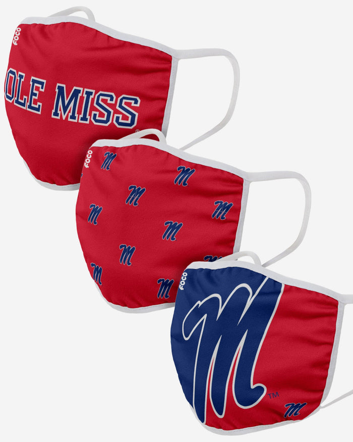 Ole Miss Rebels 3 Pack Face Cover FOCO - FOCO.com