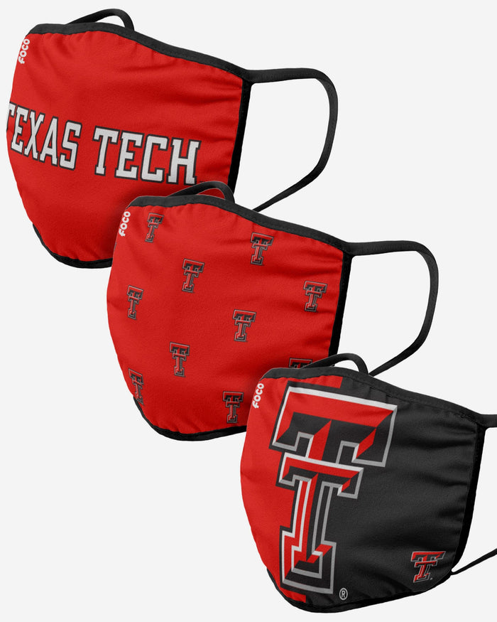Texas Tech Red Raiders 3 Pack Face Cover FOCO - FOCO.com
