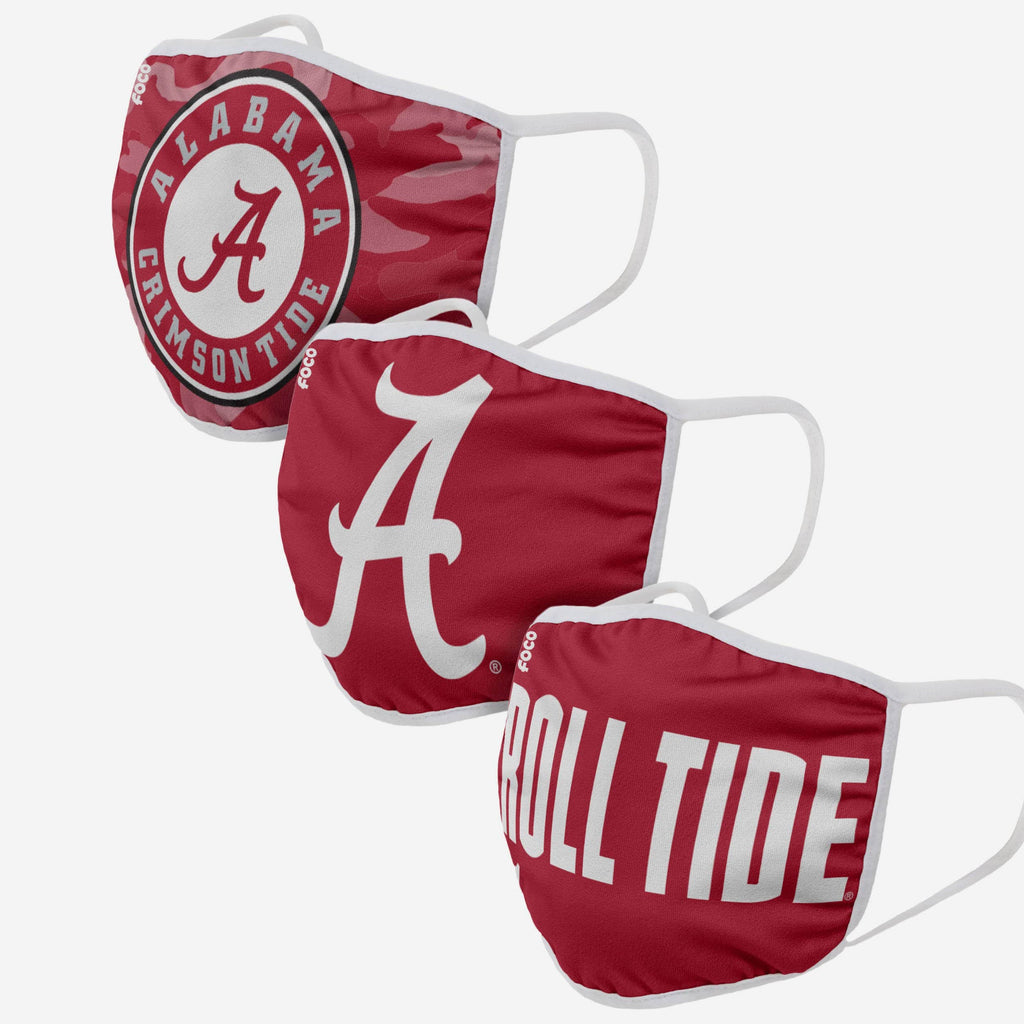 Alabama Crimson Tide Super Fan 3 Pack Face Cover FOCO - FOCO.com