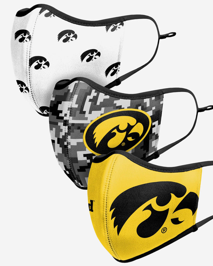 Iowa Hawkeyes Thematic Sport 3 Pack Face Cover FOCO - FOCO.com