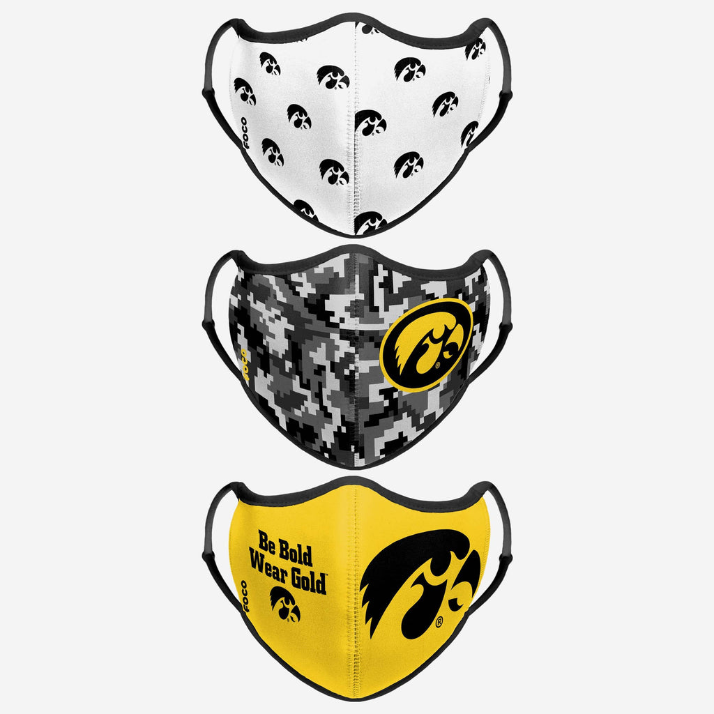 Iowa Hawkeyes Thematic Sport 3 Pack Face Cover FOCO - FOCO.com