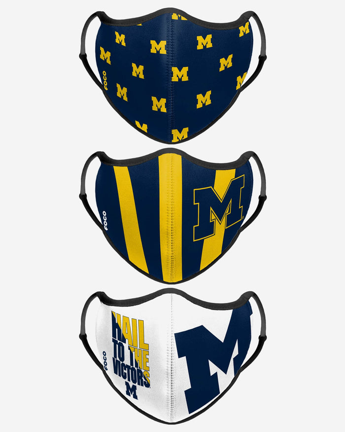 Michigan Wolverines Thematic Sport 3 Pack Face Cover FOCO - FOCO.com