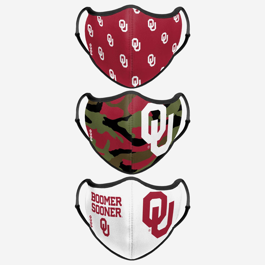 Oklahoma Sooners Thematic Sport 3 Pack Face Cover FOCO - FOCO.com