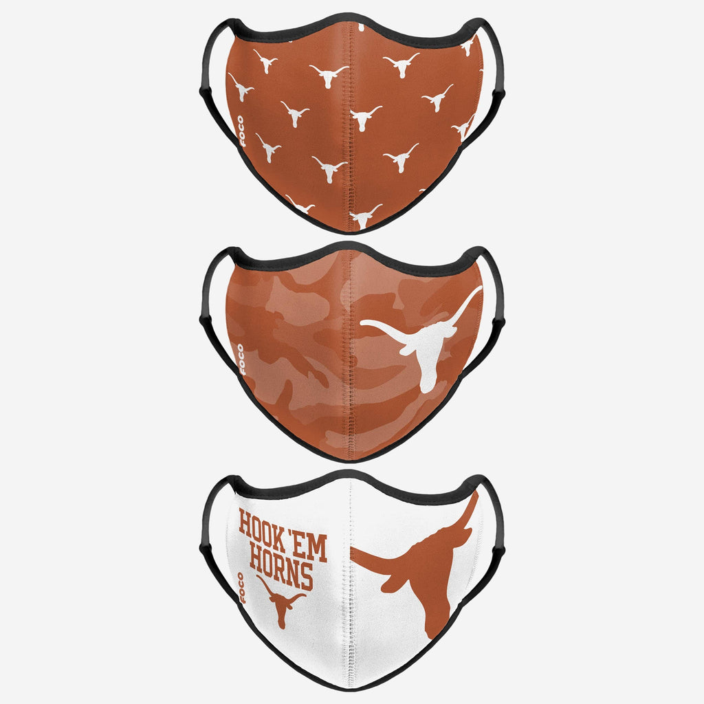 Texas Longhorns Thematic Sport 3 Pack Face Cover FOCO - FOCO.com