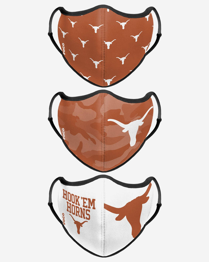 Texas Longhorns Thematic Sport 3 Pack Face Cover FOCO - FOCO.com