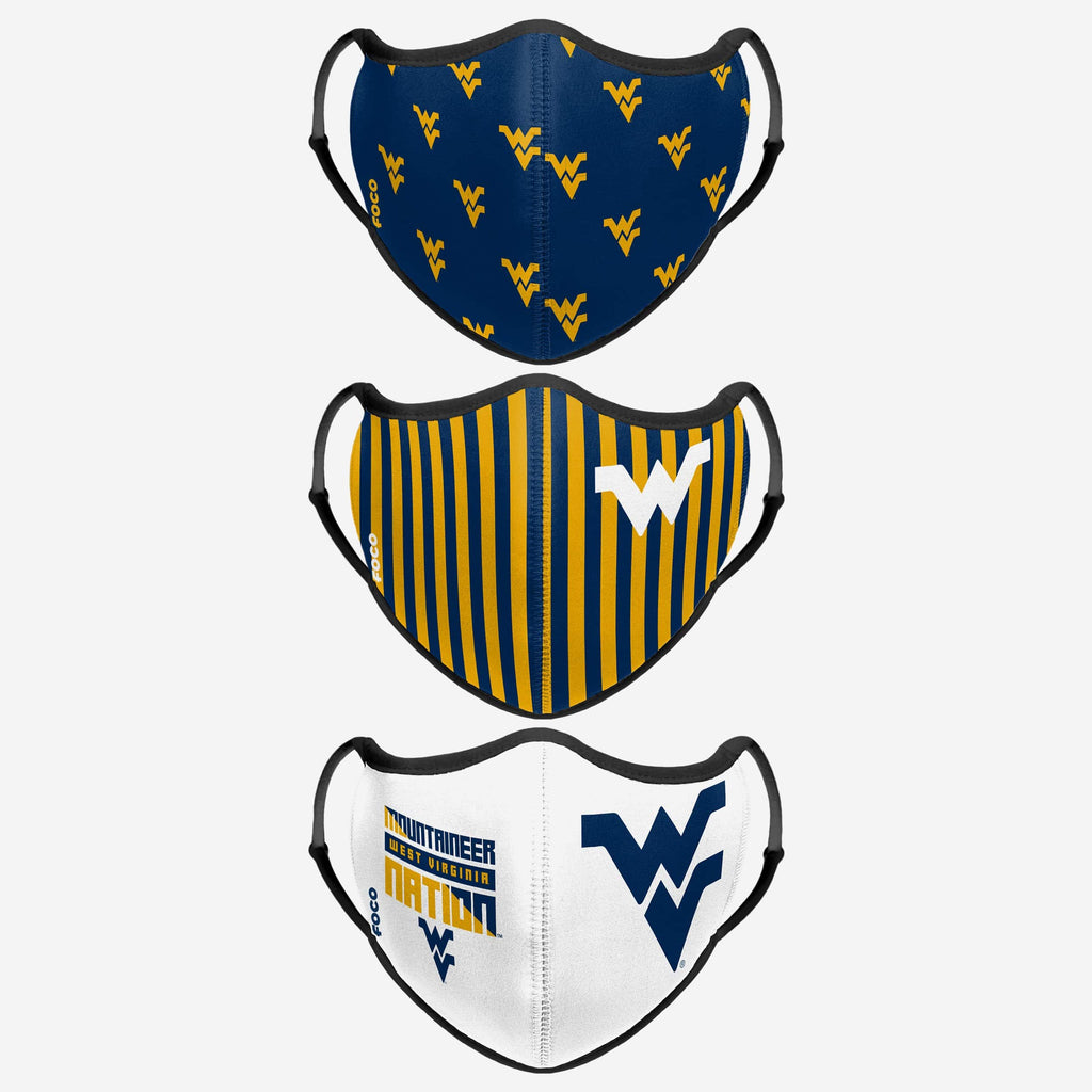 West Virginia Mountaineers Thematic Sport 3 Pack Face Cover FOCO - FOCO.com