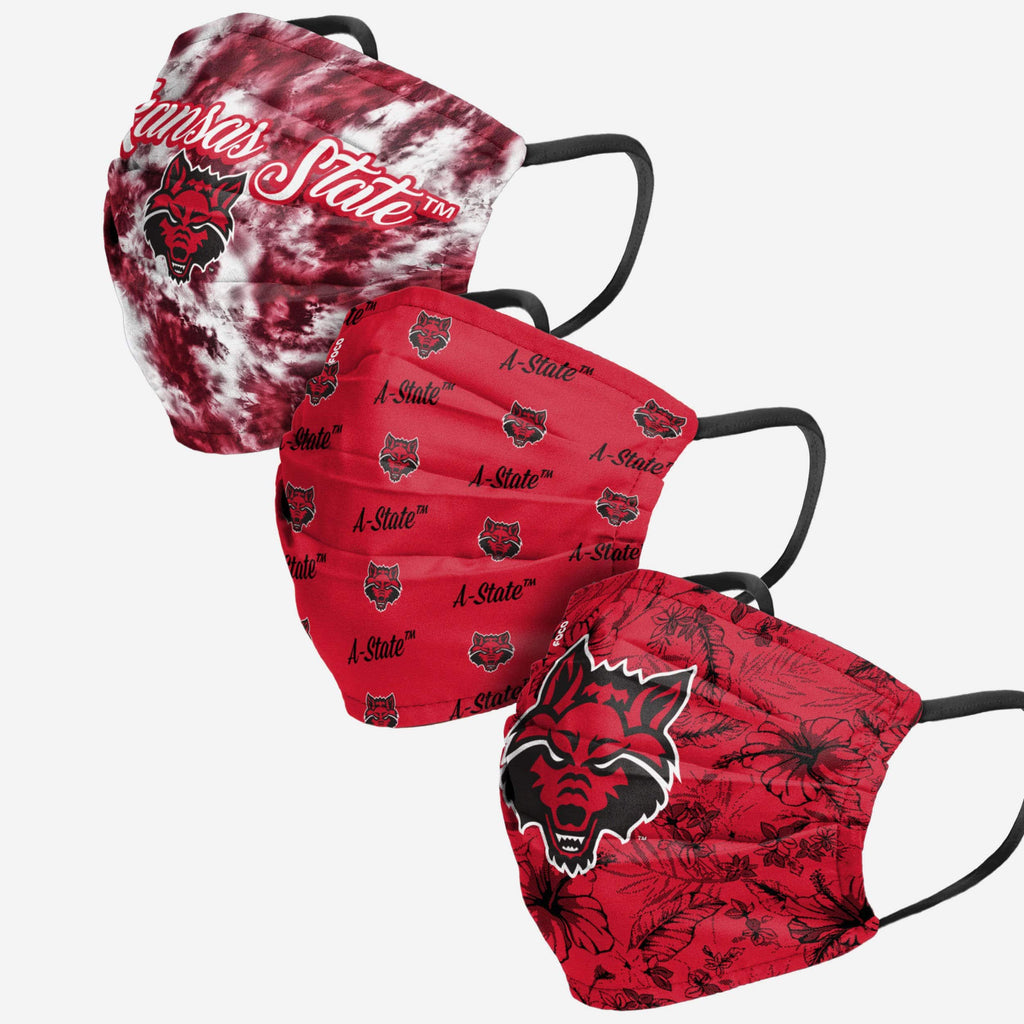 Arkansas State Red Wolves Womens Matchday 3 Pack Face Cover FOCO - FOCO.com