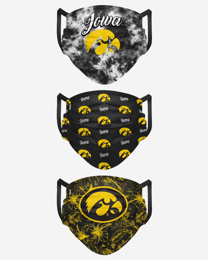 Iowa Hawkeyes Womens Matchday 3 Pack Face Cover FOCO - FOCO.com