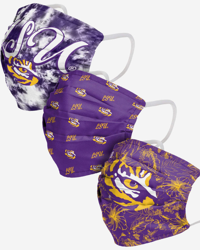 LSU Tigers Womens Matchday 3 Pack Face Cover FOCO - FOCO.com