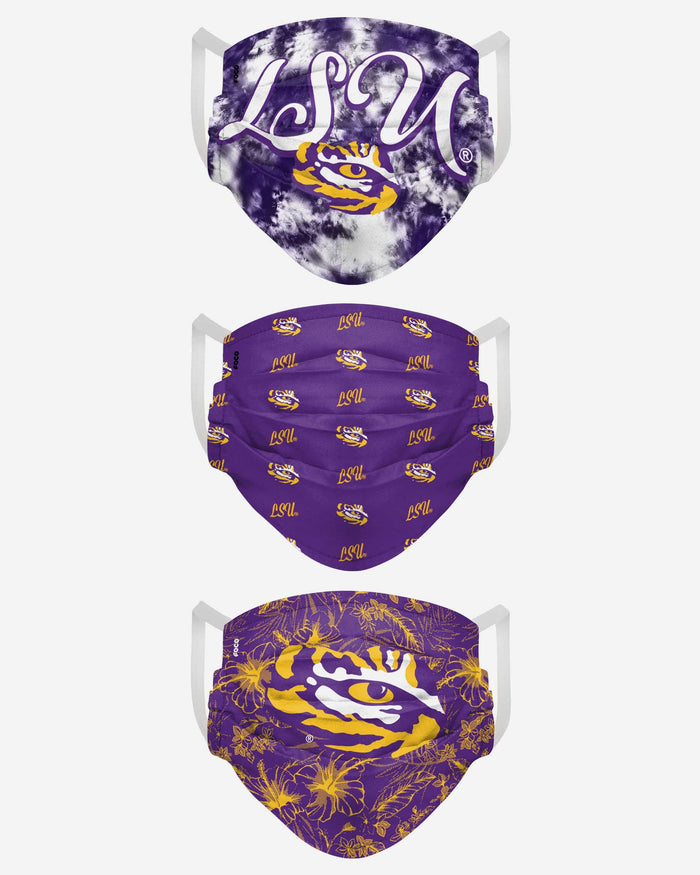 LSU Tigers Womens Matchday 3 Pack Face Cover FOCO - FOCO.com