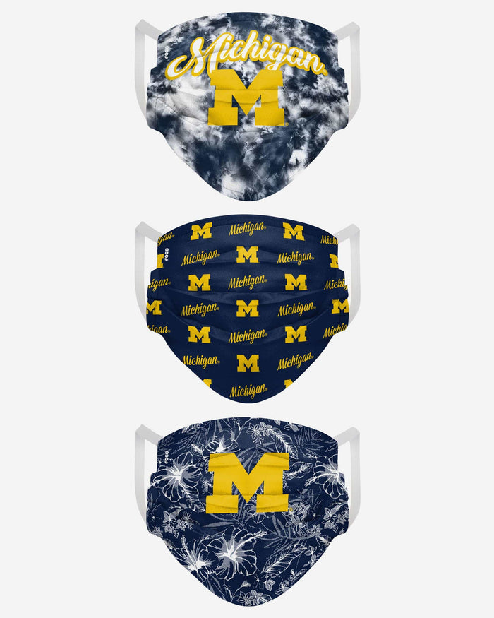 Michigan Wolverines Womens Matchday 3 Pack Face Cover FOCO - FOCO.com