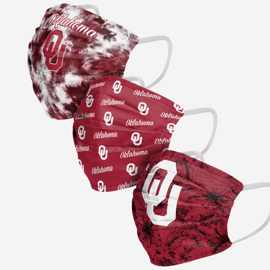 Oklahoma Sooners Womens Matchday 3 Pack Face Cover FOCO - FOCO.com