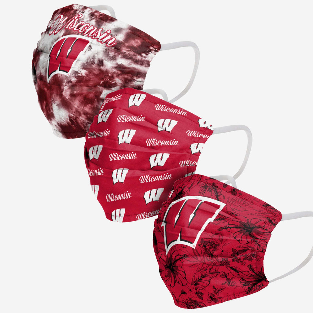 Wisconsin Badgers Womens Matchday 3 Pack Face Cover FOCO - FOCO.com