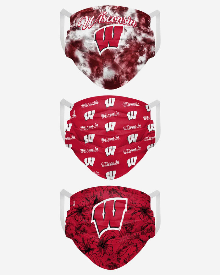 Wisconsin Badgers Womens Matchday 3 Pack Face Cover FOCO - FOCO.com