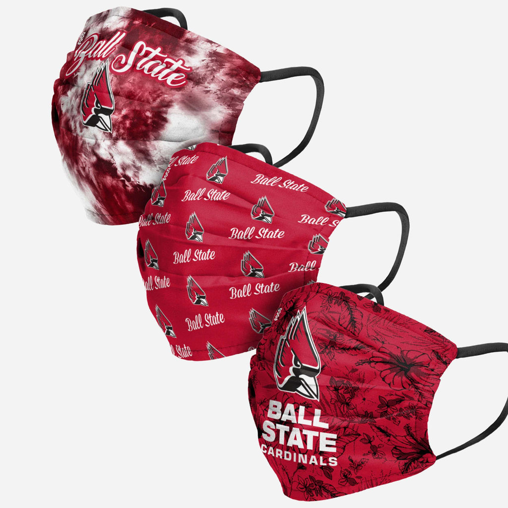 Ball State Cardinals Womens Matchday 3 Pack Face Cover FOCO - FOCO.com