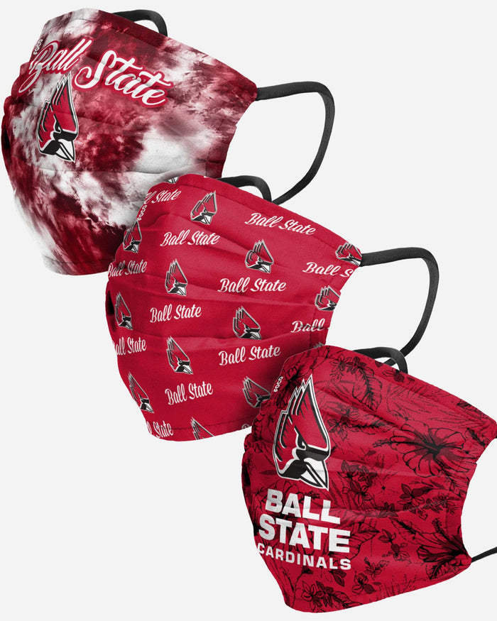 Ball State Cardinals Womens Matchday 3 Pack Face Cover FOCO - FOCO.com