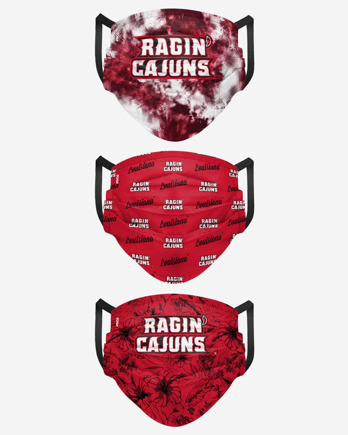 Louisiana Ragin' Cajuns Womens Matchday 3 Pack Face Cover FOCO - FOCO.com