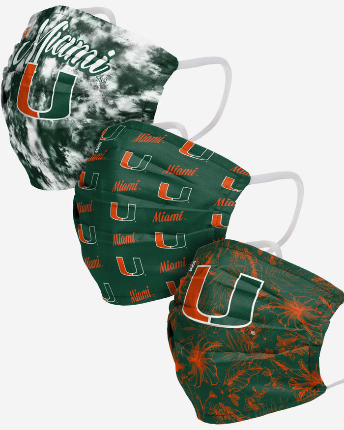 Miami Hurricanes Womens Matchday 3 Pack Face Cover FOCO - FOCO.com