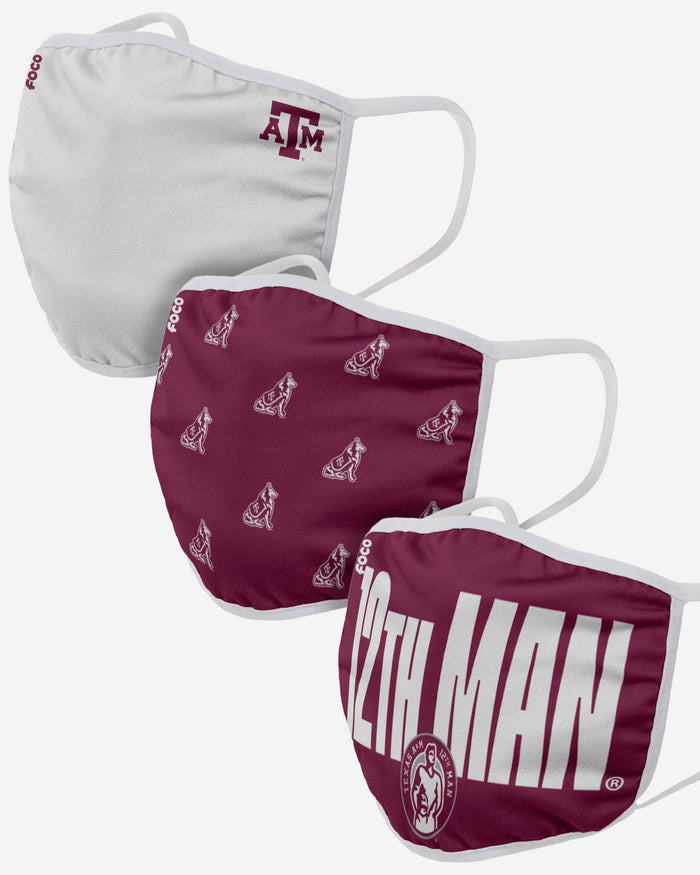 Texas A&M Aggies 12th Man Mascot 3 Pack Face Cover FOCO - FOCO.com