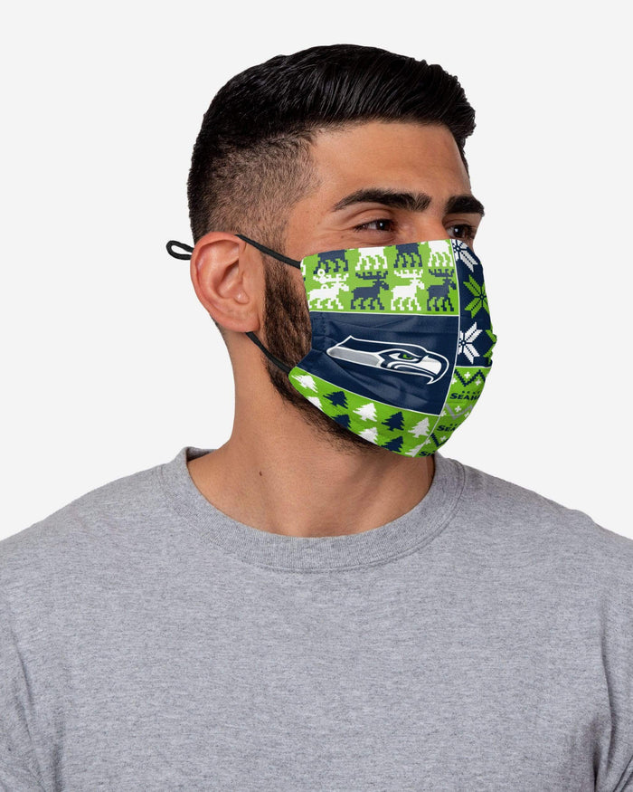 Seattle Seahawks Busy Block Adjustable Face Cover FOCO - FOCO.com