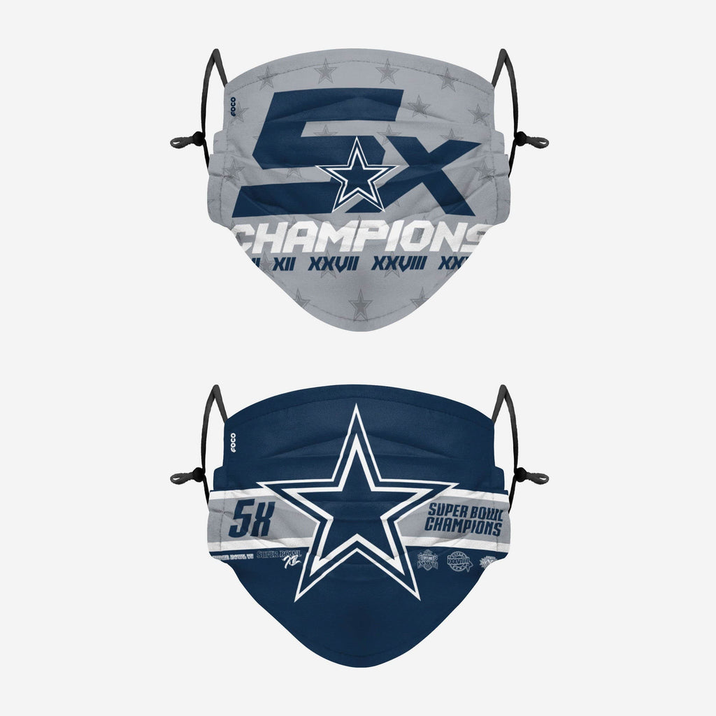 Dallas Cowboys Thematic Champions Adjustable 2 Pack Face Cover FOCO - FOCO.com