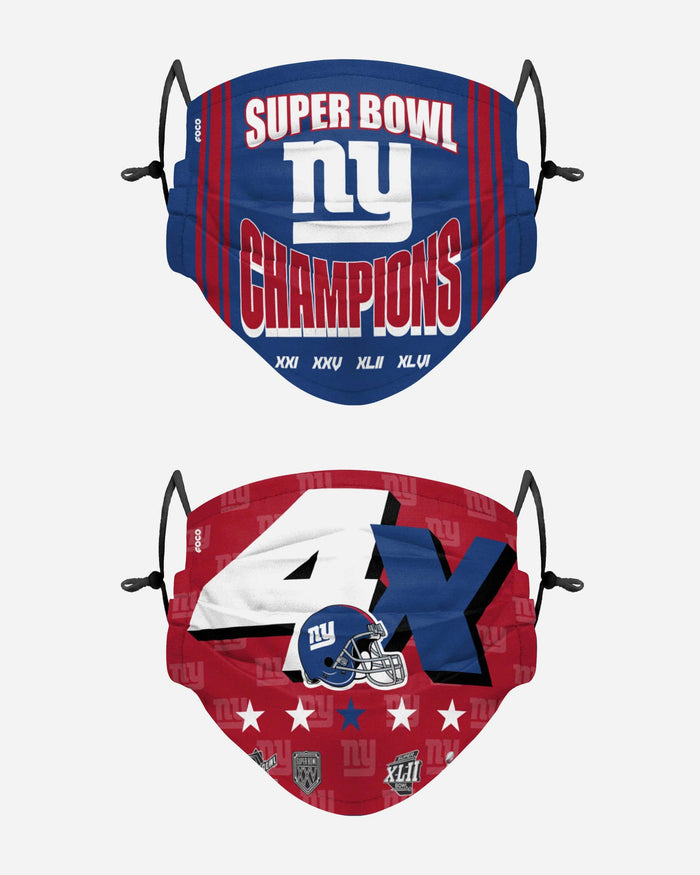 New York Giants Thematic Champions Adjustable 2 Pack Face Cover FOCO - FOCO.com