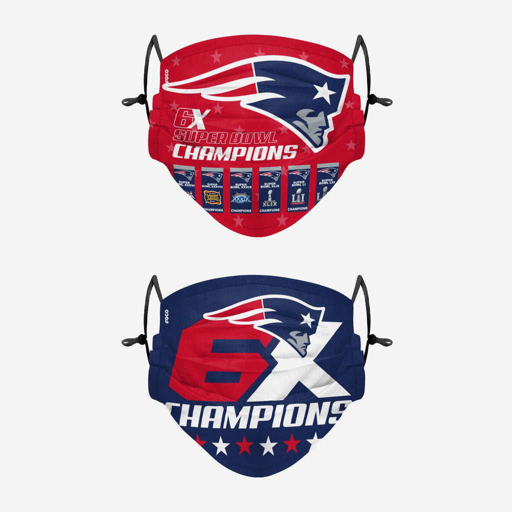 New England Patriots Thematic Champions Adjustable 2 Pack Face Cover FOCO - FOCO.com