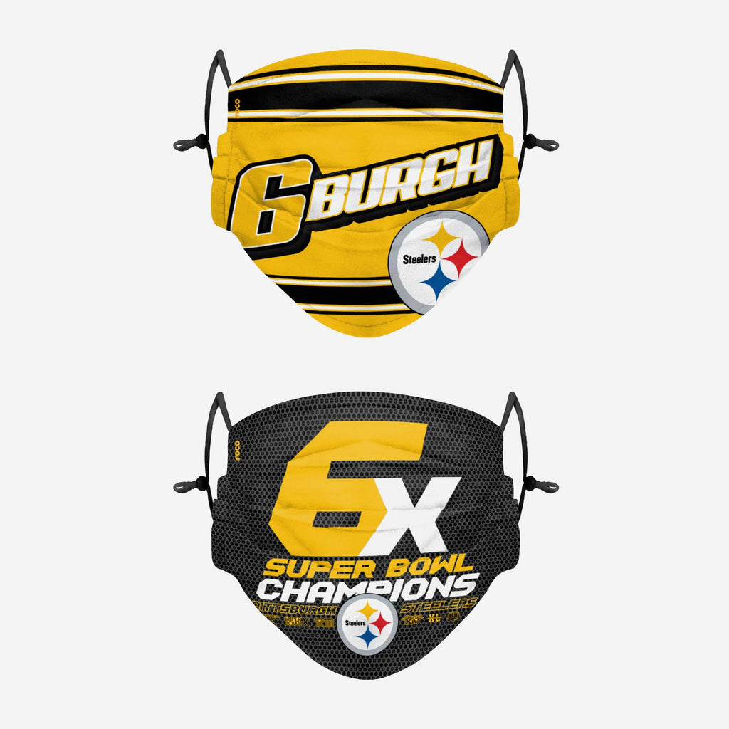 Pittsburgh Steelers Thematic Champions Adjustable 2 Pack Face Cover FOCO - FOCO.com