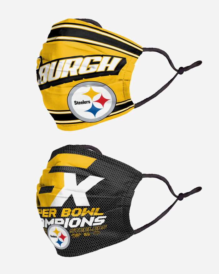 Pittsburgh Steelers Thematic Champions Adjustable 2 Pack Face Cover FOCO - FOCO.com