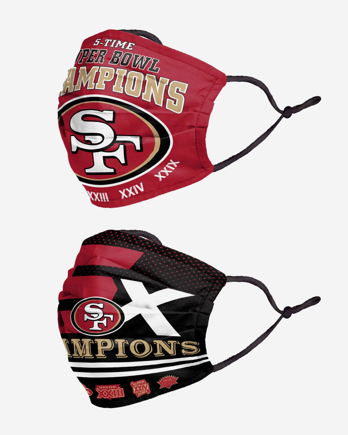 San Francisco 49ers Thematic Champions Adjustable 2 Pack Face Cover FOCO - FOCO.com