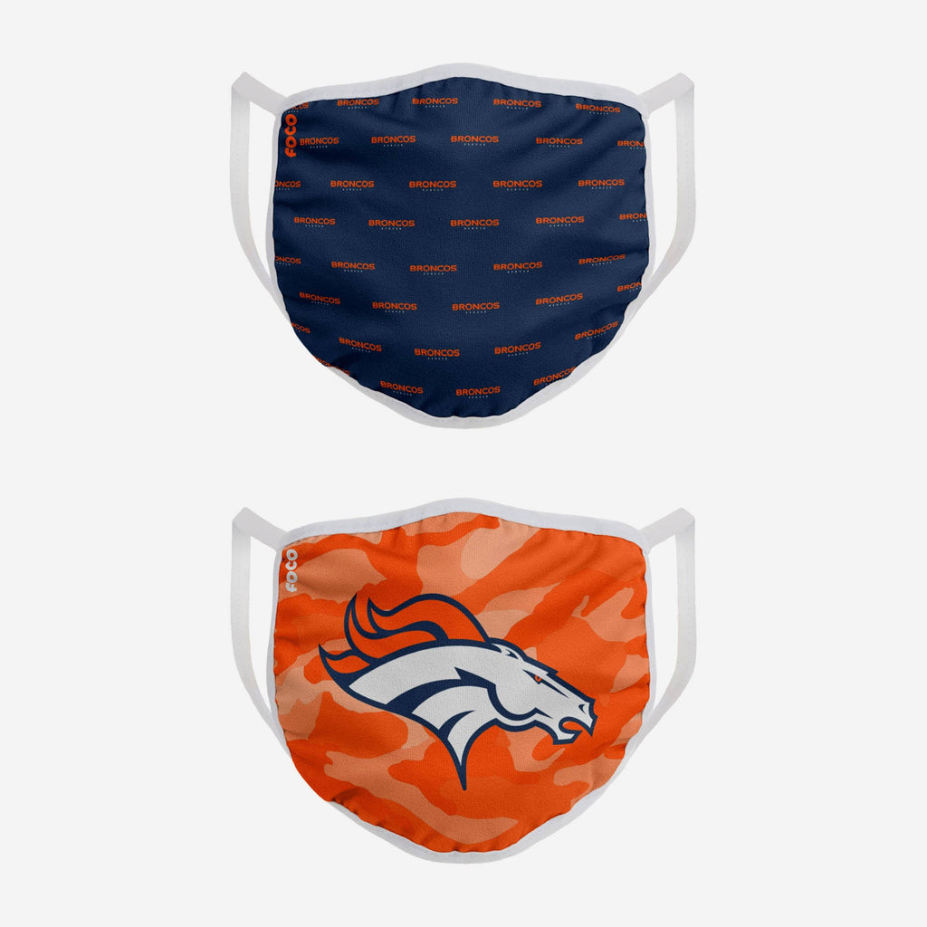 Denver Broncos Clutch 2 Pack Face Cover FOCO - FOCO.com