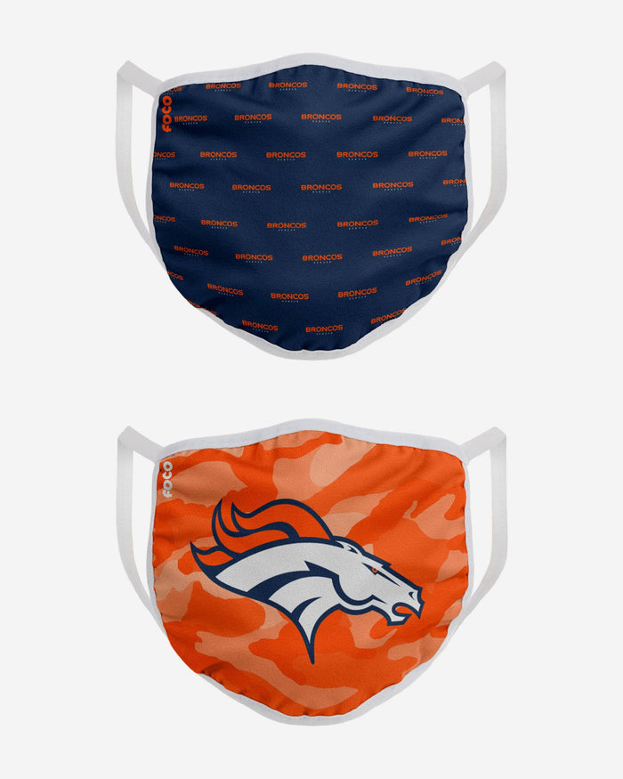 Denver Broncos Clutch 2 Pack Face Cover FOCO - FOCO.com