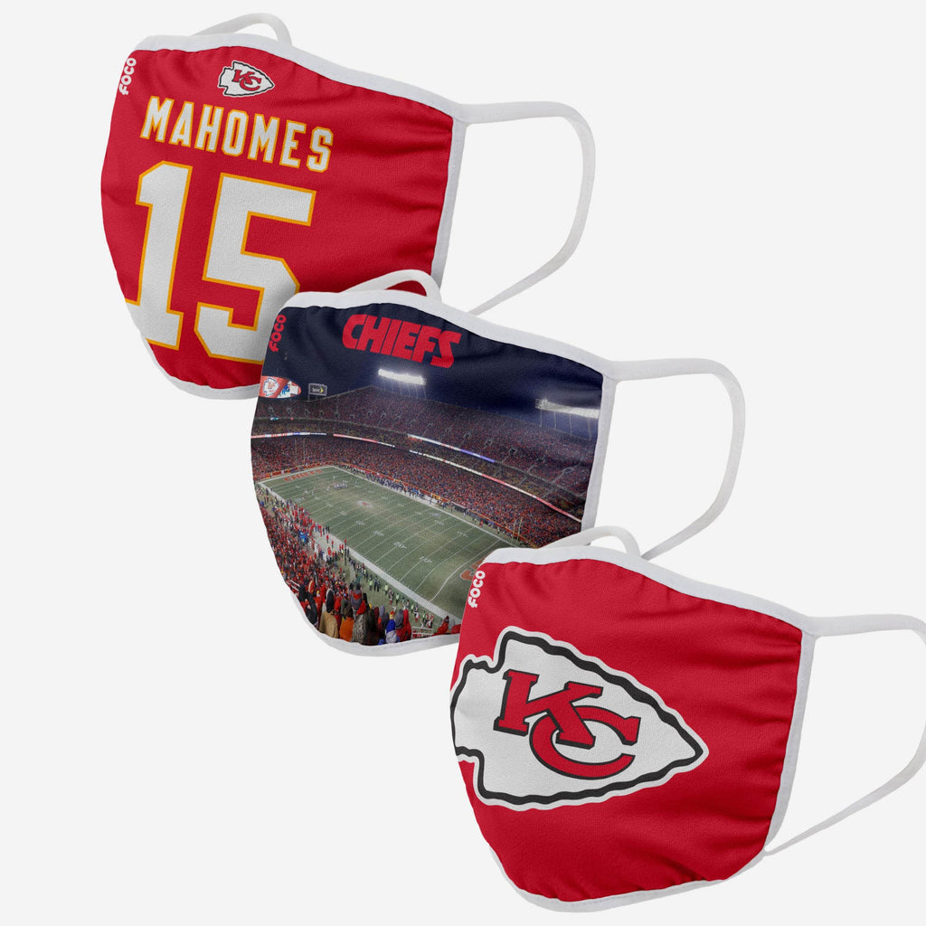 Kansas City Chiefs Fan Fest 3 Pack Face Cover FOCO - FOCO.com