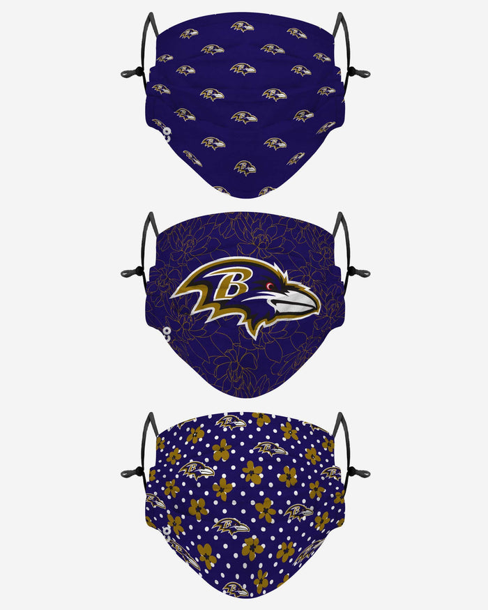 Baltimore Ravens Gameday Gardener 3 Pack Face Cover FOCO - FOCO.com