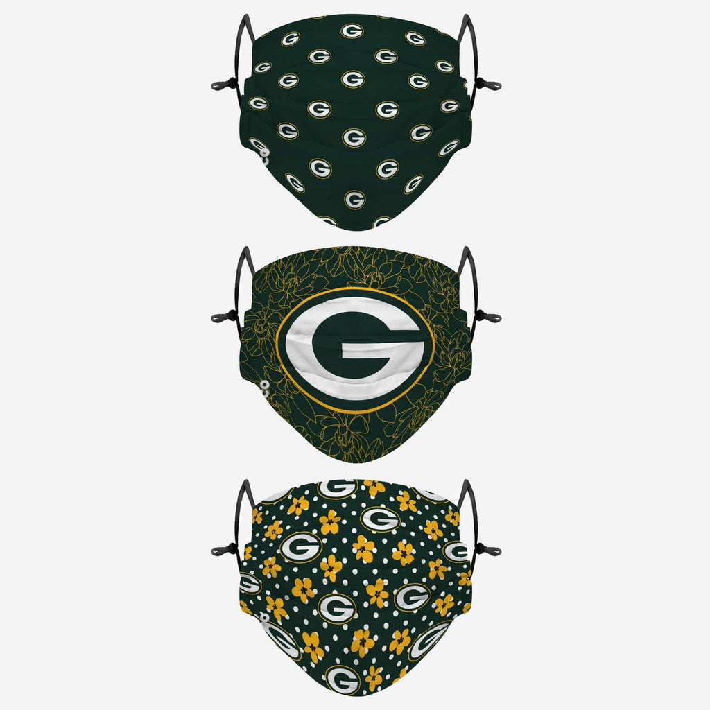 Green Bay Packers Gameday Gardener 3 Pack Face Cover FOCO - FOCO.com