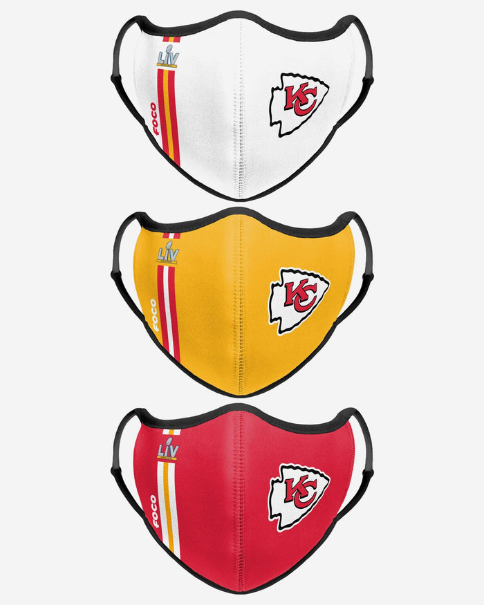 Kansas City Chiefs Super Bowl LV Sport 3 Pack Face Cover FOCO - FOCO.com
