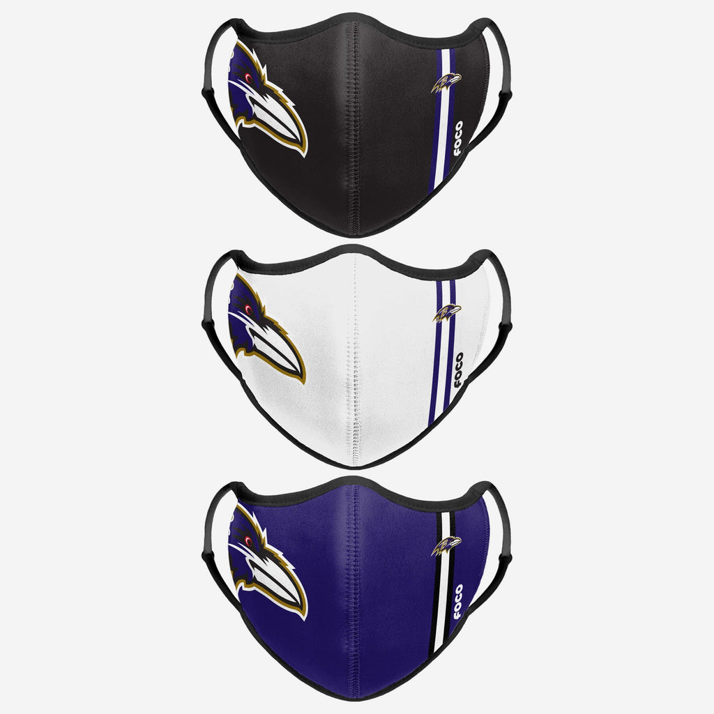 Baltimore Ravens Sport 3 Pack Face Cover FOCO - FOCO.com