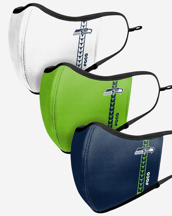 Seattle Seahawks Sport 3 Pack Face Cover FOCO - FOCO.com