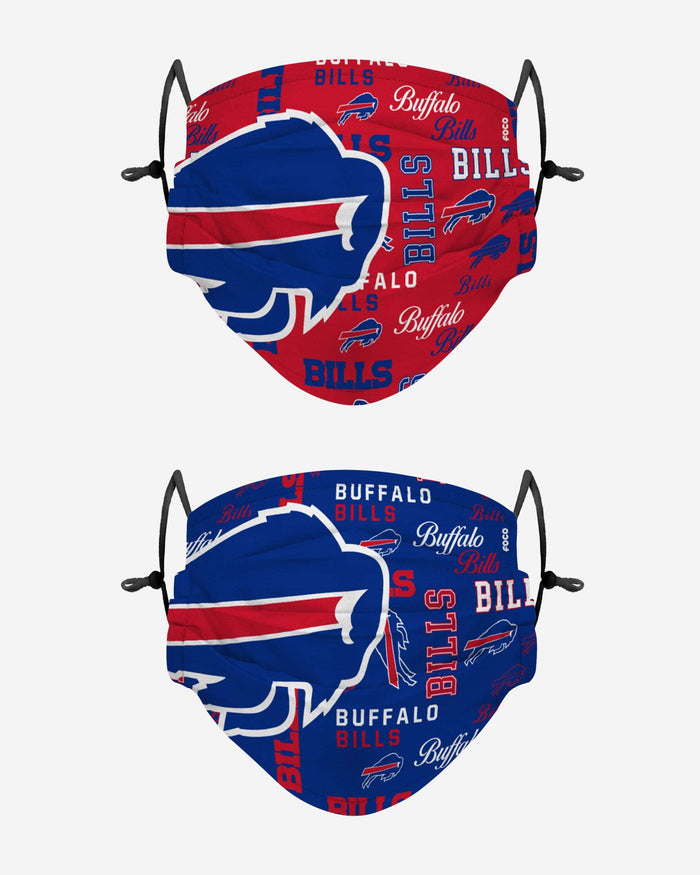 Buffalo Bills Logo Rush Adjustable 2 Pack Face Cover FOCO - FOCO.com