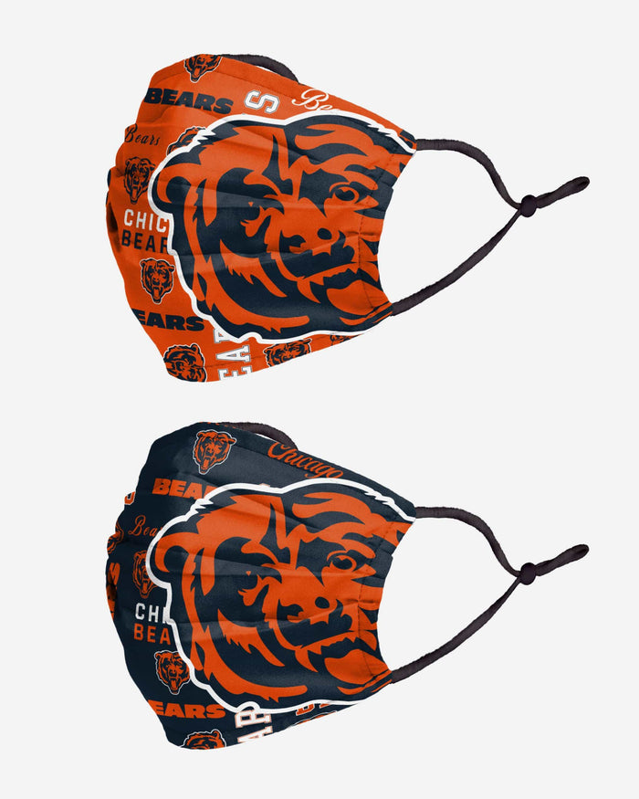 Chicago Bears Logo Rush Adjustable 2 Pack Face Cover FOCO - FOCO.com