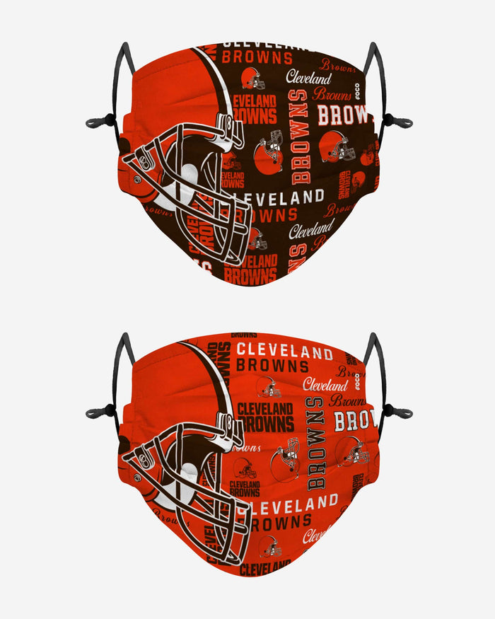 Cleveland Browns Logo Rush Adjustable 2 Pack Face Cover FOCO - FOCO.com