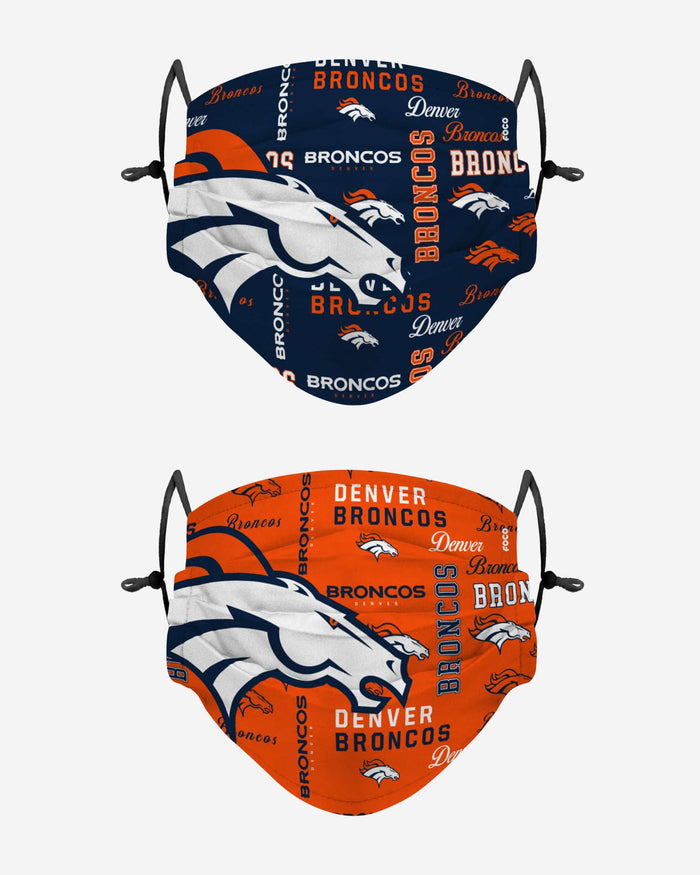 Denver Broncos Logo Rush Adjustable 2 Pack Face Cover FOCO - FOCO.com