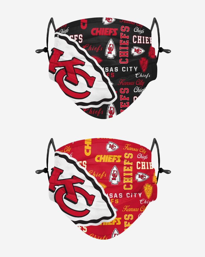 Kansas City Chiefs Logo Rush Adjustable 2 Pack Face Cover FOCO - FOCO.com