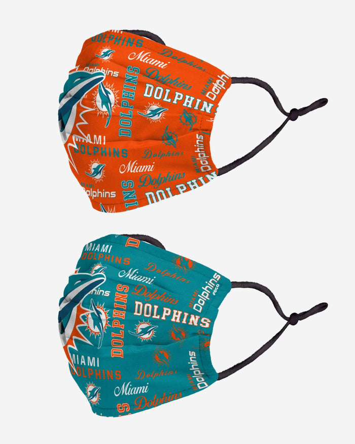 Miami Dolphins Logo Rush Adjustable 2 Pack Face Cover FOCO - FOCO.com