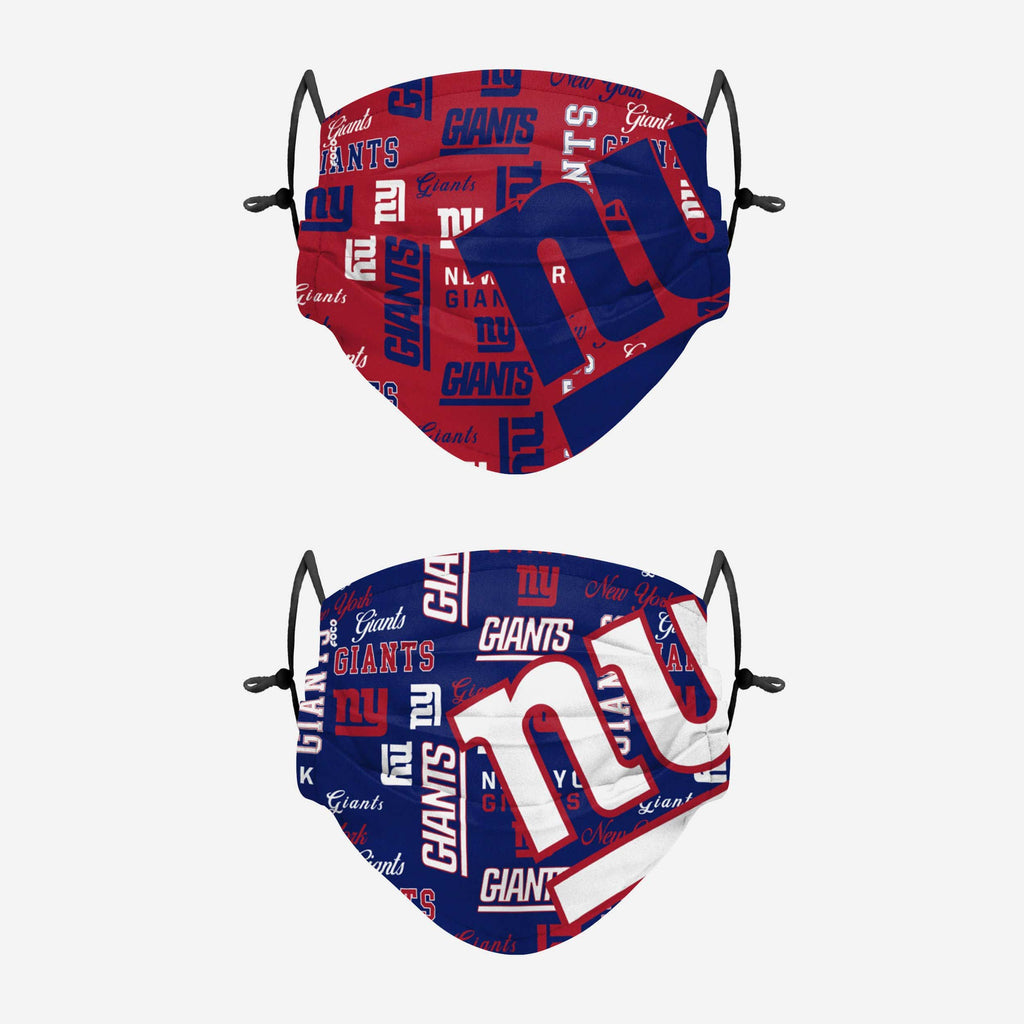 New York Giants Logo Rush Adjustable 2 Pack Face Cover FOCO - FOCO.com