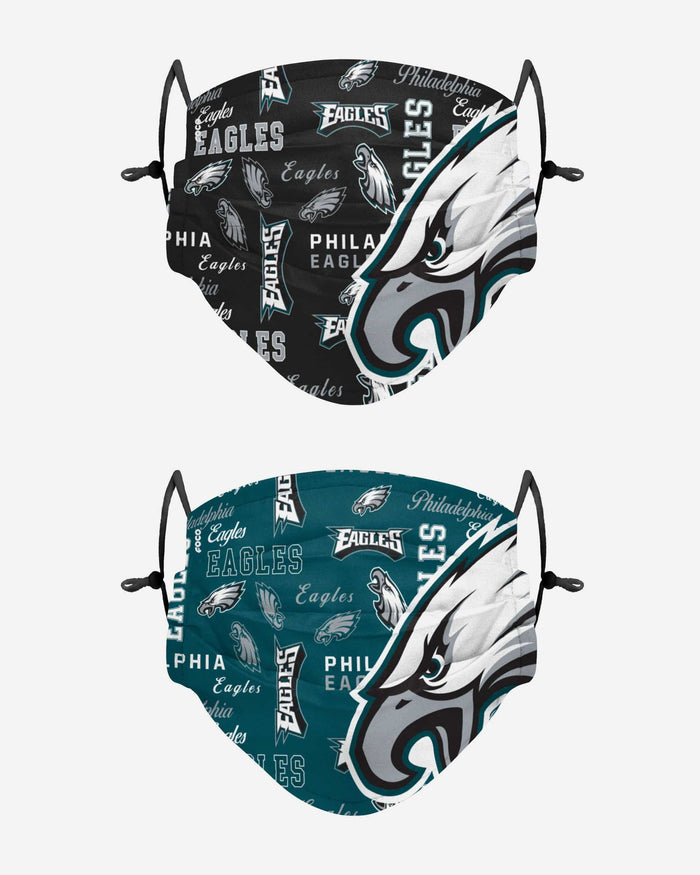 Philadelphia Eagles Logo Rush Adjustable 2 Pack Face Cover FOCO - FOCO.com