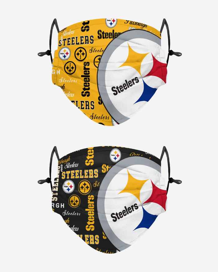 Pittsburgh Steelers Logo Rush Adjustable 2 Pack Face Cover FOCO - FOCO.com